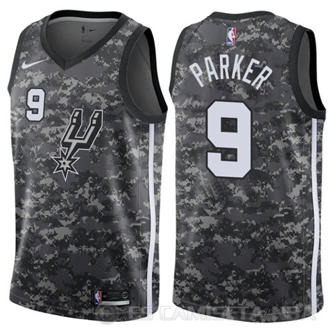 Camiseta Parker #9 San Antonio Spurs Ciudad 2017-18 Gris - Haga un click en la imagen para cerrar